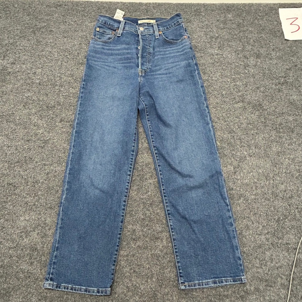 Levi's Jeans Womens Size 26 Blue Ribcage Straight Ankle High Rise Denim Button